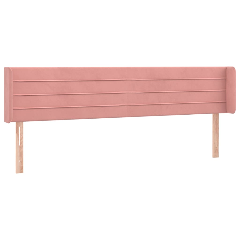 vidaXL Tăblie de pat cu aripioare roz 183x16x78/88 cm catifea