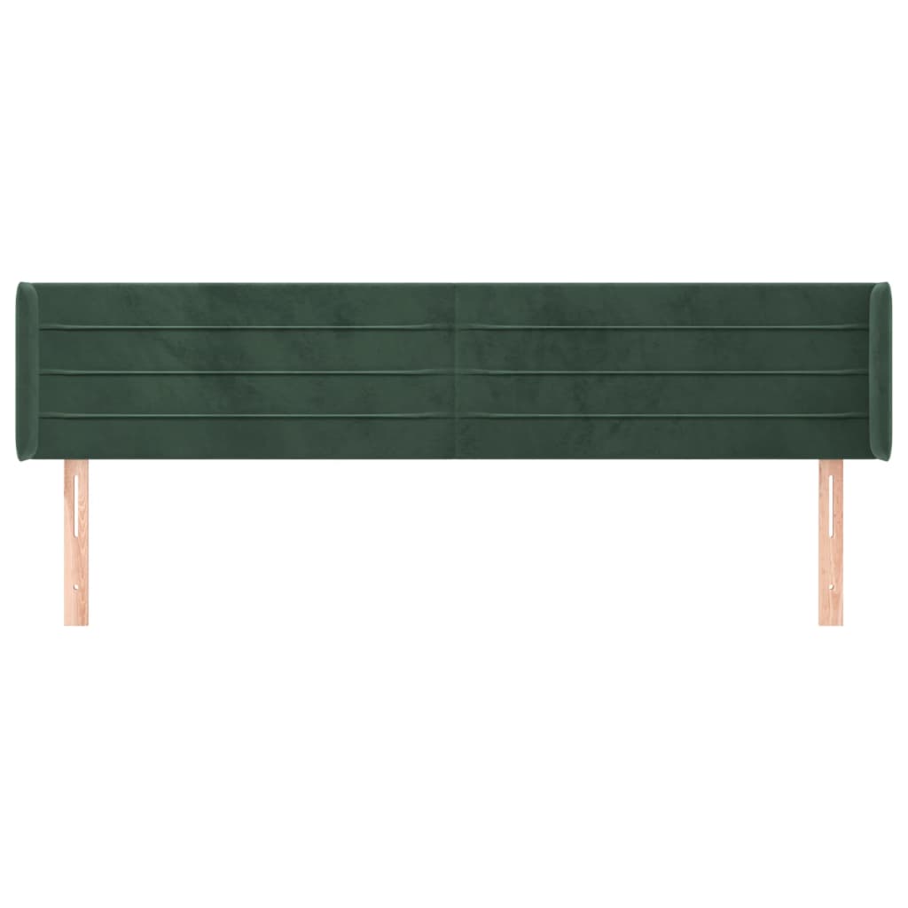 vidaXL Tăblie de pat cu aripioare verde închis 203x16x78/88 cm catifea