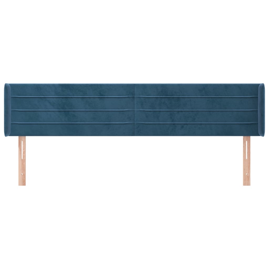 vidaXL Tăblie pat cu aripioare albastru închis 203x16x78/88 cm catifea