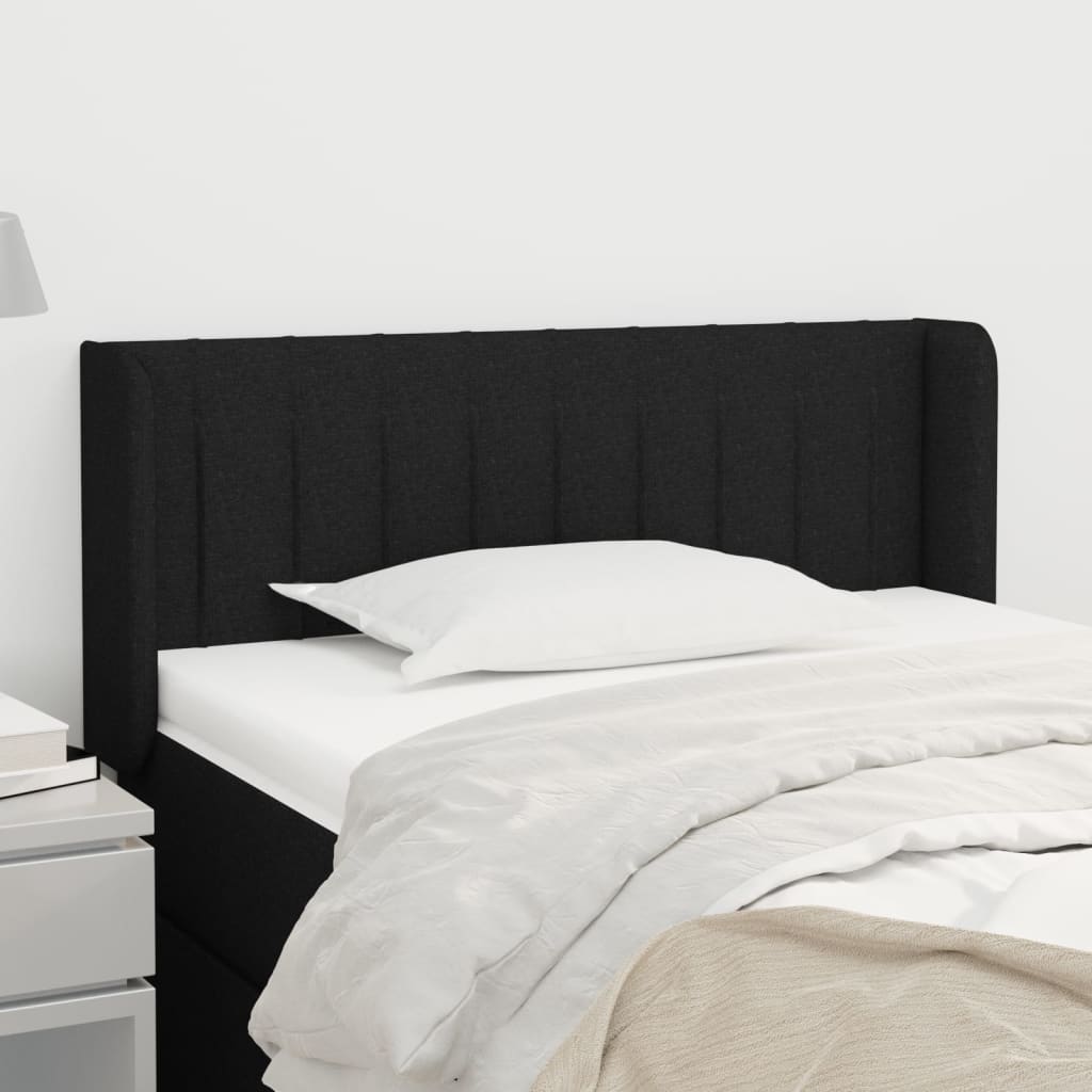 vidaXL Tăblie de pat cu aripioare negru 83x16x78/88 cm textil