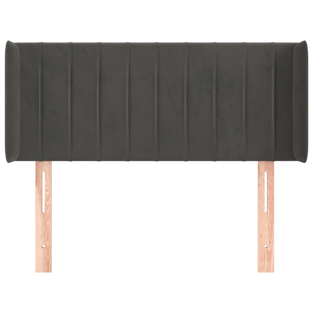 vidaXL Tăblie de pat cu aripioare gri închis 83x16x78/88 cm catifea