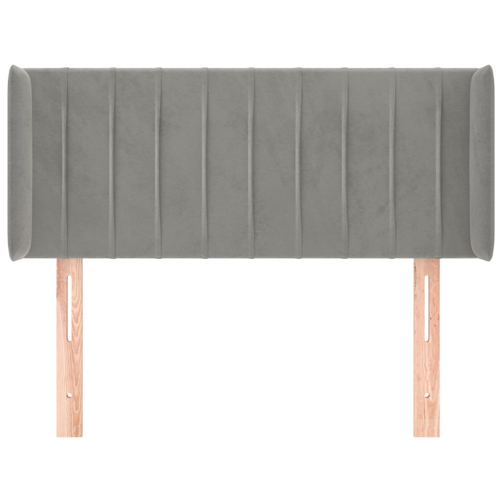 vidaXL Tăblie de pat cu aripioare gri deschis 103x16x78/88 cm catifea