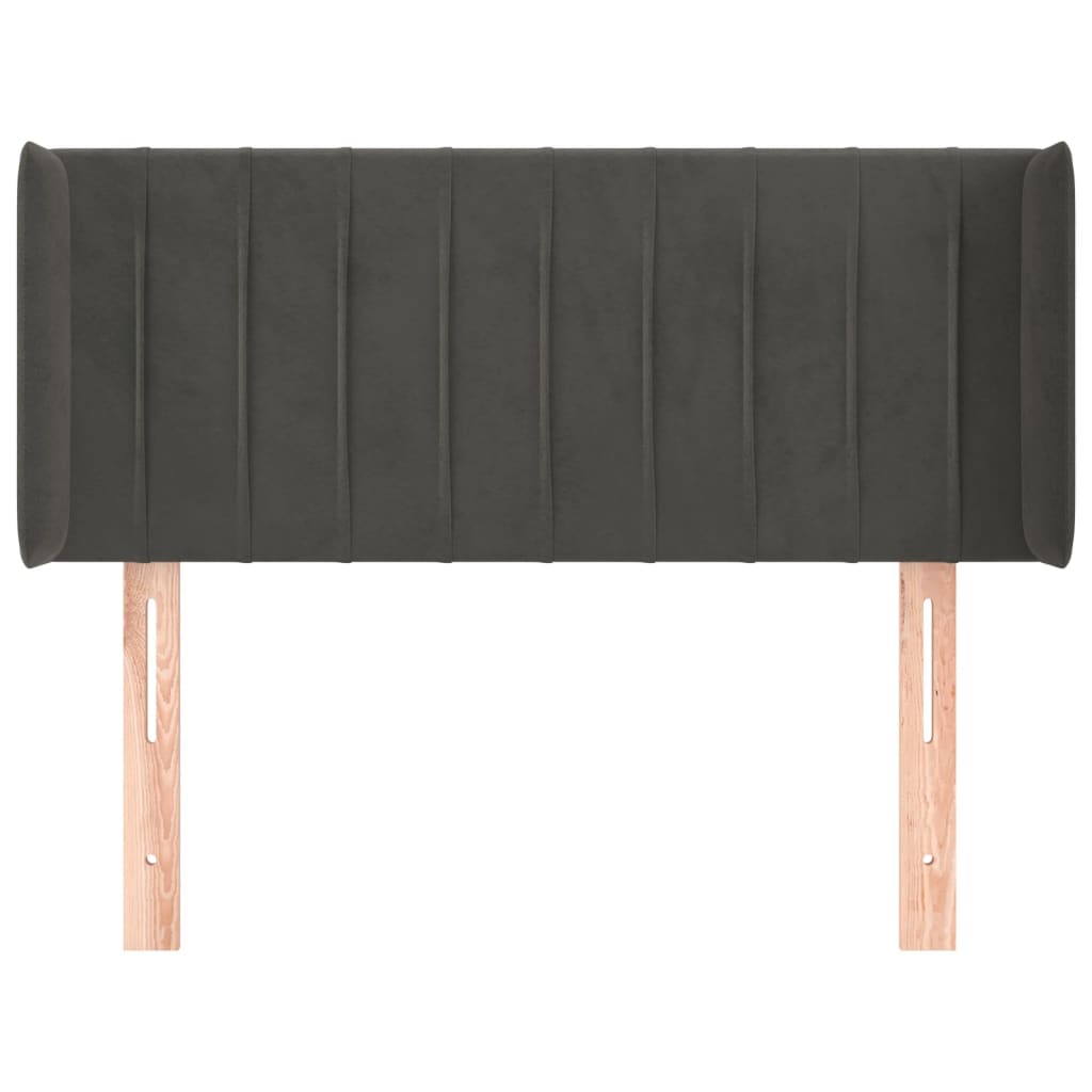vidaXL Tăblie de pat cu aripioare gri închis 103x16x78/88 cm catifea