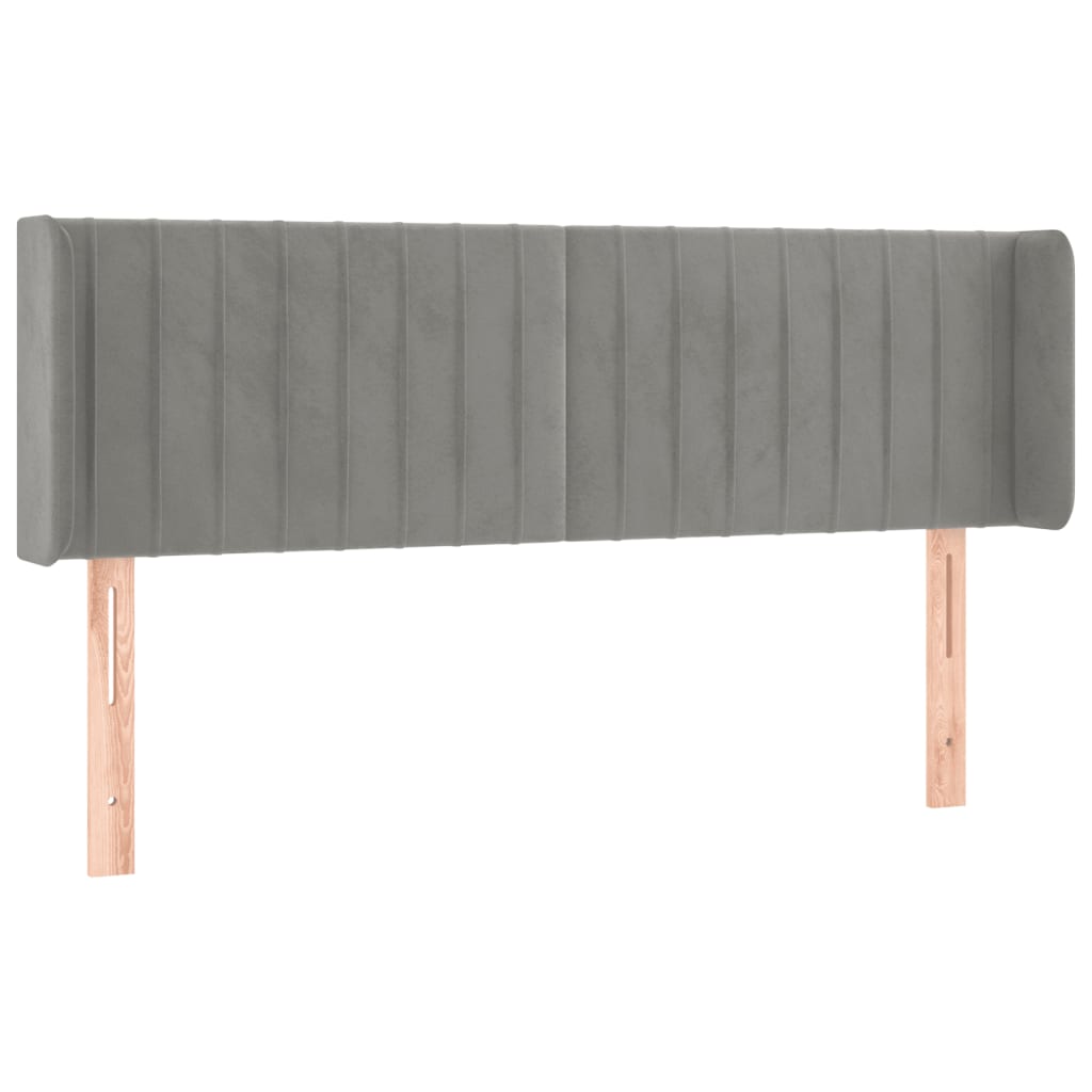 vidaXL Tăblie de pat cu aripioare gri deschis 147x16x78/88 cm catifea vidaXL Tăblie de pat cu aripioare gri deschis 147x16x78/88 cm catifea