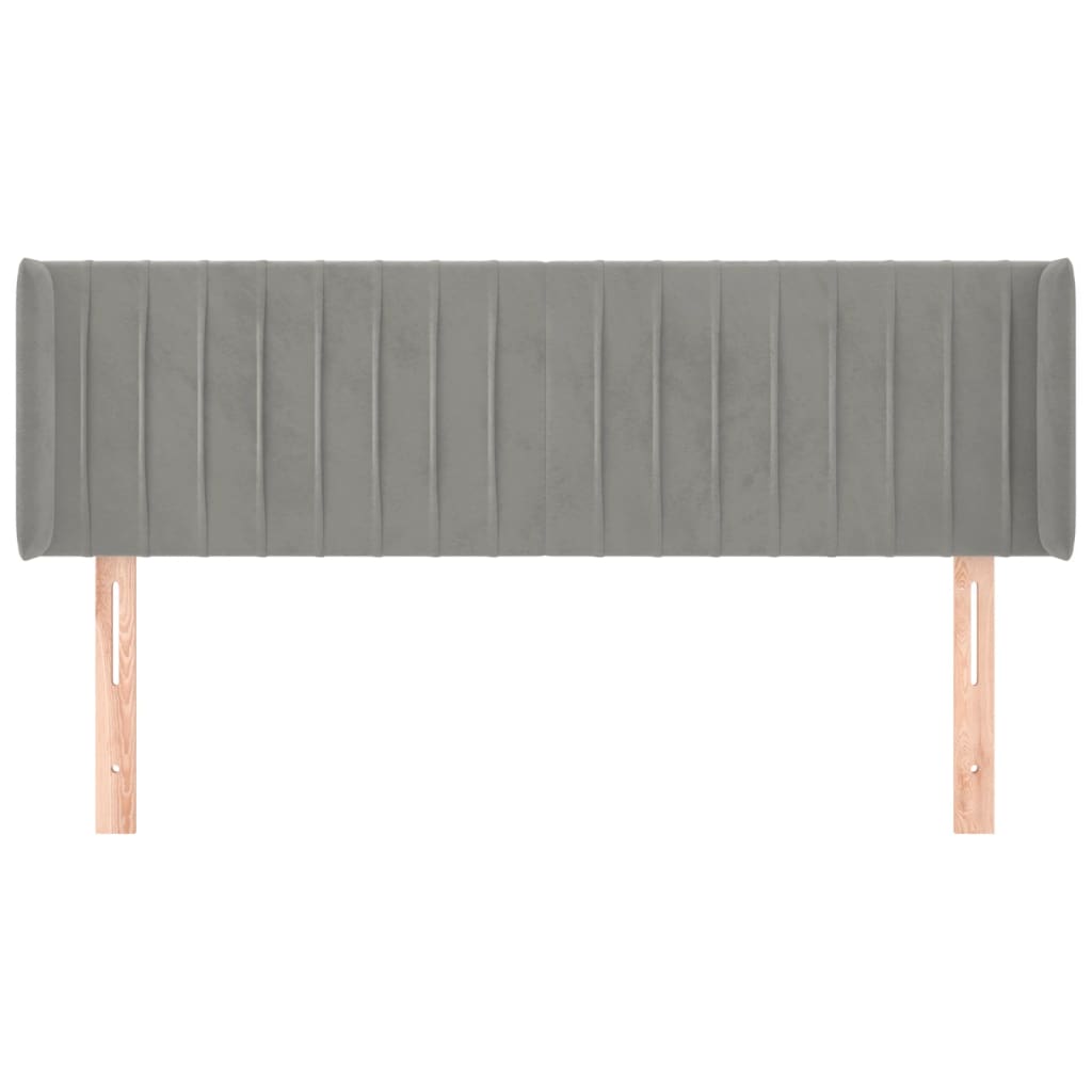 vidaXL Tăblie de pat cu aripioare gri deschis 147x16x78/88 cm catifea vidaXL Tăblie de pat cu aripioare gri deschis 147x16x78/88 cm catifea