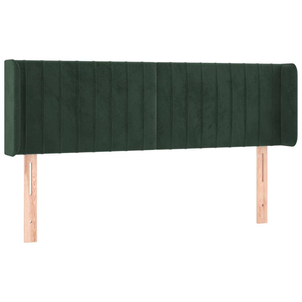 vidaXL Tăblie de pat cu aripioare verde închis 147x16x78/88 cm catifea