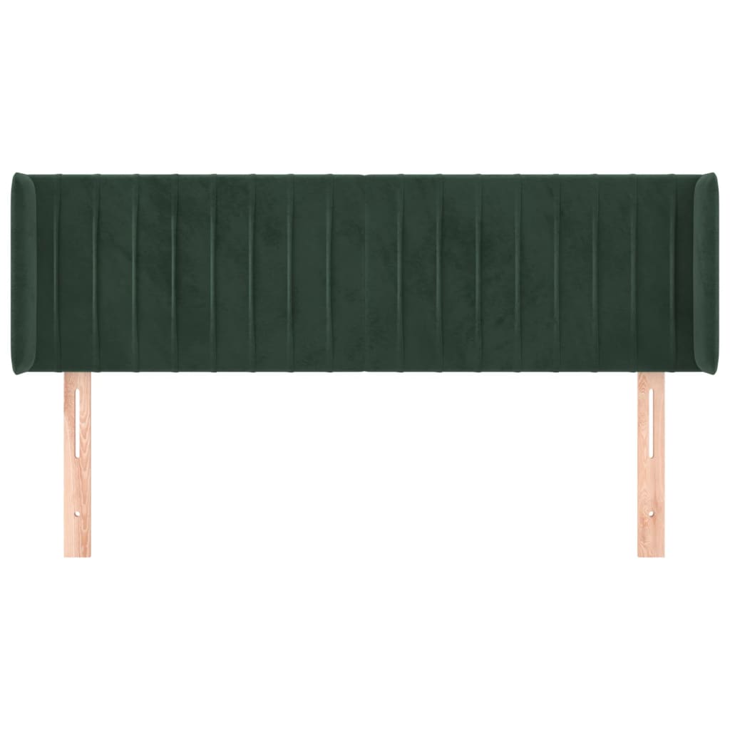 vidaXL Tăblie de pat cu aripioare verde închis 147x16x78/88 cm catifea