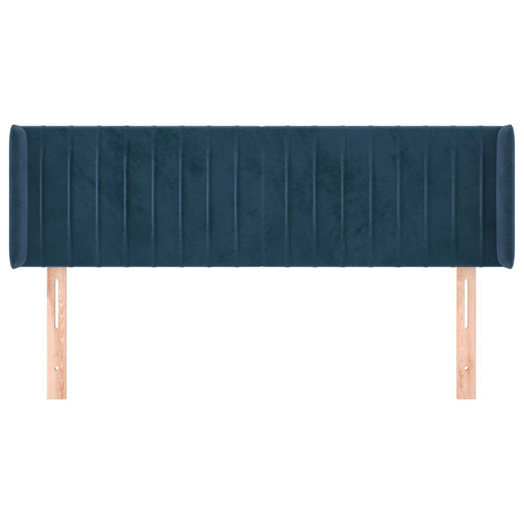 vidaXL Tăblie pat cu aripioare albastru închis 147x16x78/88 cm catifea