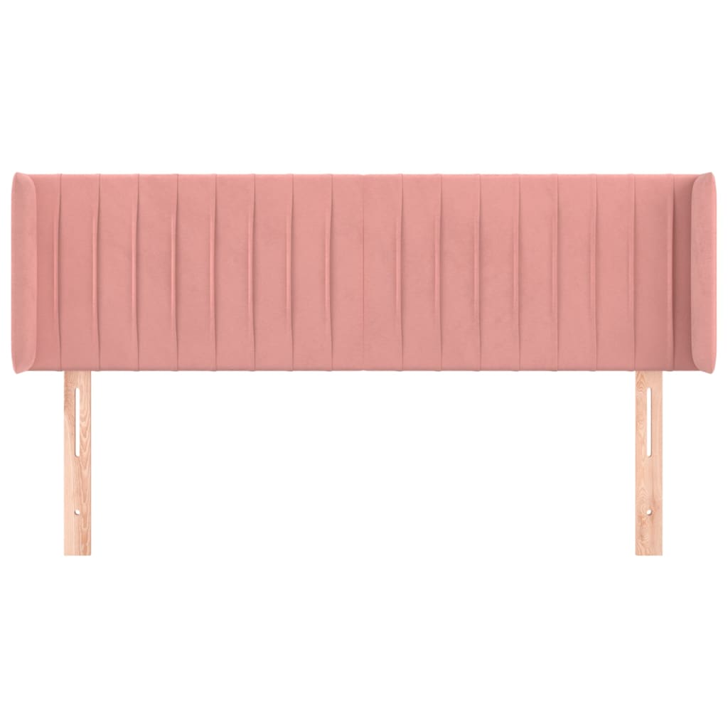vidaXL Tăblie de pat cu aripioare roz 147x16x78/88 cm catifea