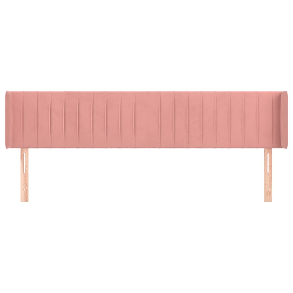 vidaXL Tăblie de pat cu aripioare roz 163x16x78/88 cm catifea