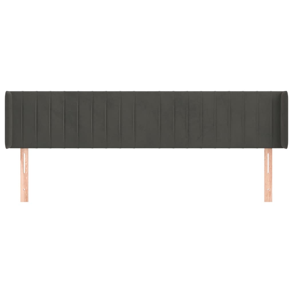 vidaXL Tăblie de pat cu aripioare gri închis 183x16x78/88 cm catifea vidaXL Tăblie de pat cu aripioare gri închis 183x16x78/88 cm catifea