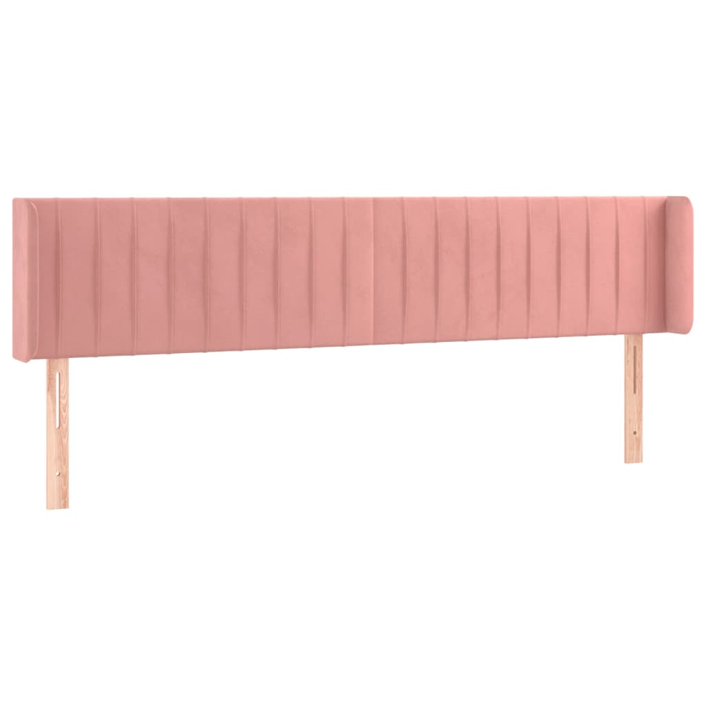vidaXL Tăblie de pat cu aripioare roz 183x16x78/88 cm catifea