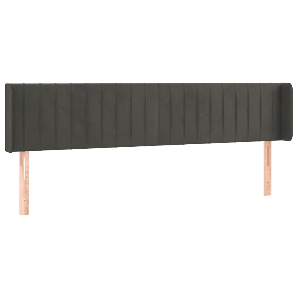 vidaXL Tăblie de pat cu aripioare gri închis 203x16x78/88 cm catifea vidaXL Tăblie de pat cu aripioare gri închis 203x16x78/88 cm catifea