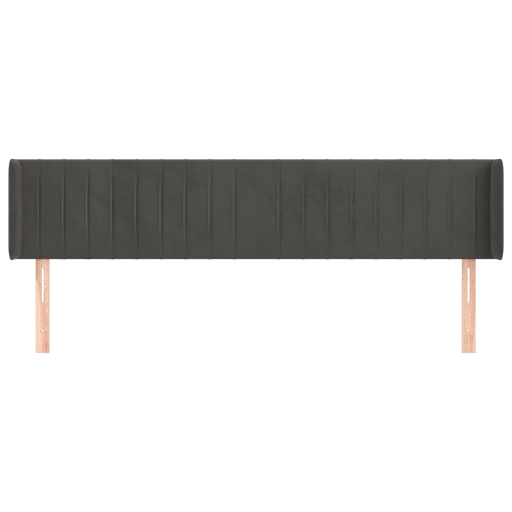 vidaXL Tăblie de pat cu aripioare gri închis 203x16x78/88 cm catifea vidaXL Tăblie de pat cu aripioare gri închis 203x16x78/88 cm catifea