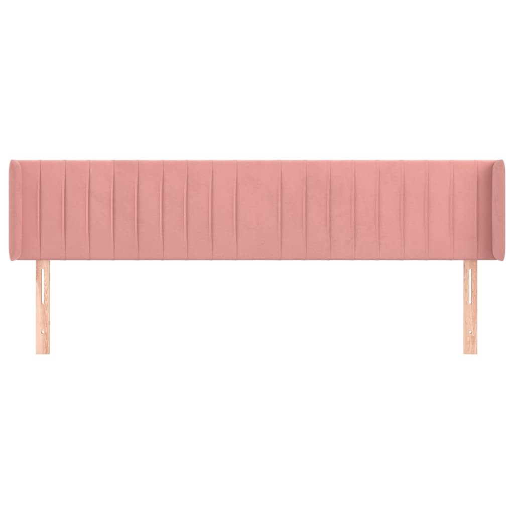 vidaXL Tăblie de pat cu aripioare roz 203x16x78/88 cm catifea