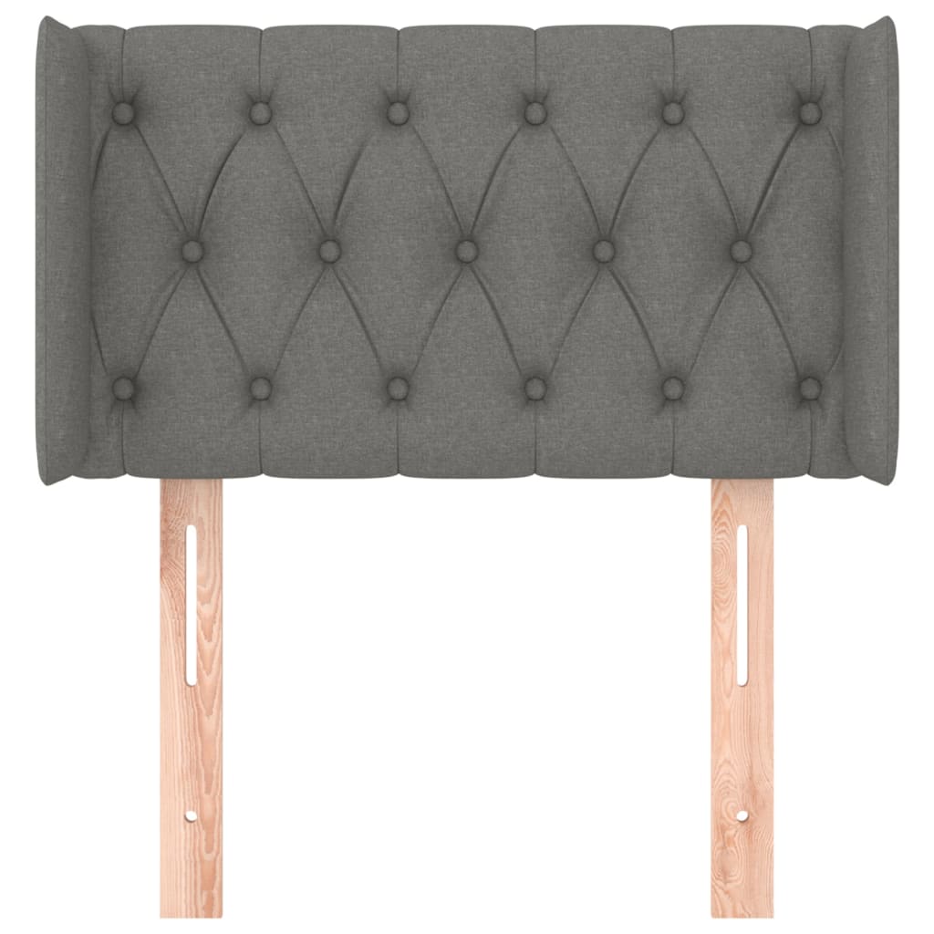 vidaXL Tăblie de pat cu aripioare gri închis 83x16x78/88 cm textil vidaXL Tăblie de pat cu aripioare gri închis 83x16x78/88 cm textil