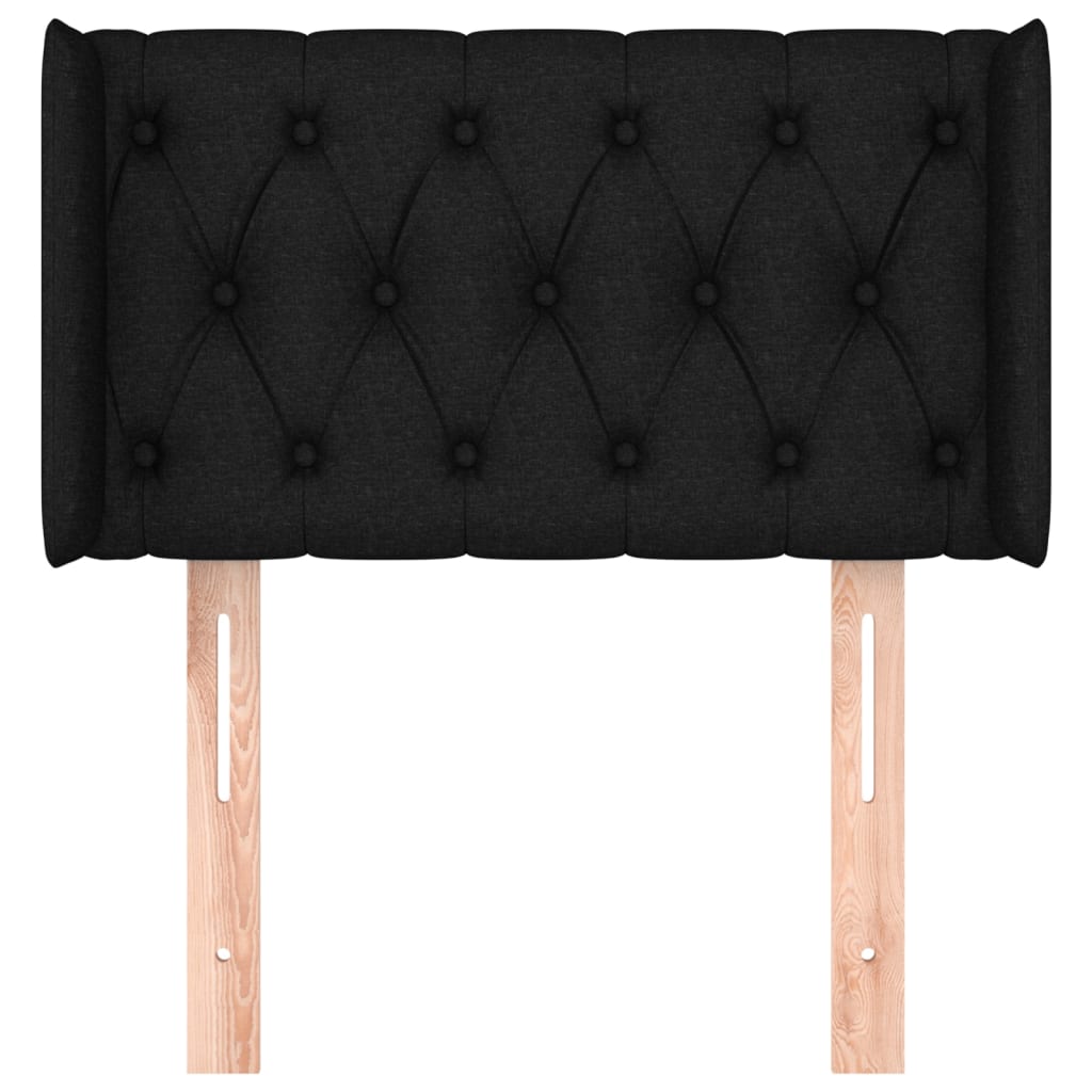 vidaXL Tăblie de pat cu aripioare negru 83x16x78/88 cm textil
