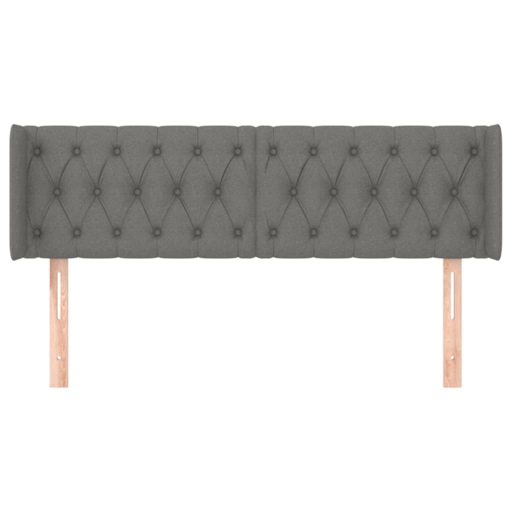 vidaXL Tăblie de pat cu aripioare gri închis 147x16x78/88 cm textil