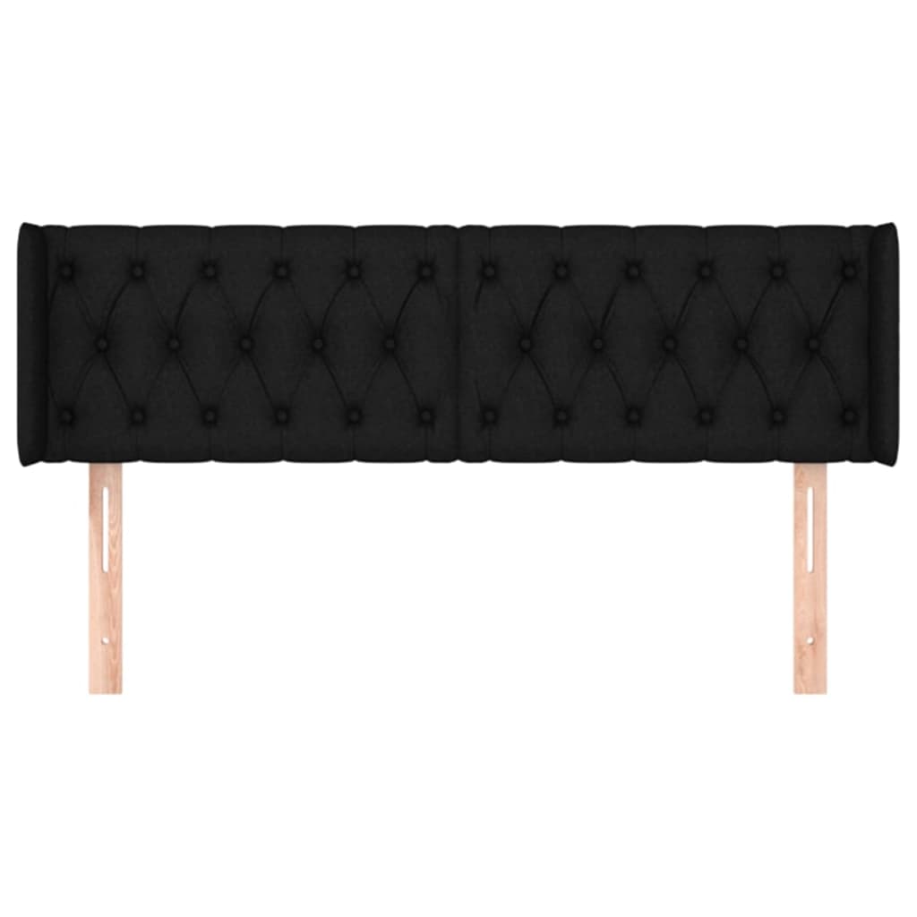 vidaXL Tăblie de pat cu aripioare negru 147x16x78/88 cm textil