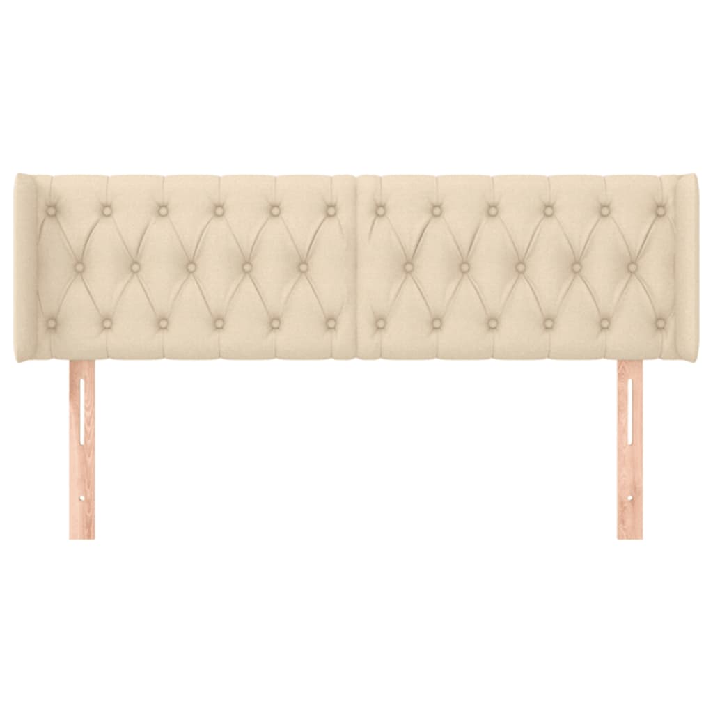 vidaXL Tăblie de pat cu aripioare crem 147x16x78/88 cm textil vidaXL Tăblie de pat cu aripioare crem 147x16x78/88 cm textil