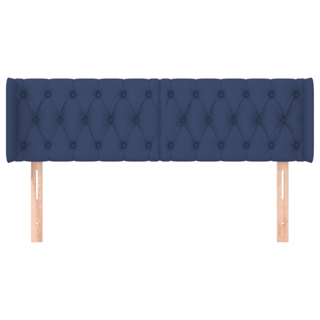 vidaXL Tăblie de pat cu aripioare, albastru, 147x16x78/88 cm textil