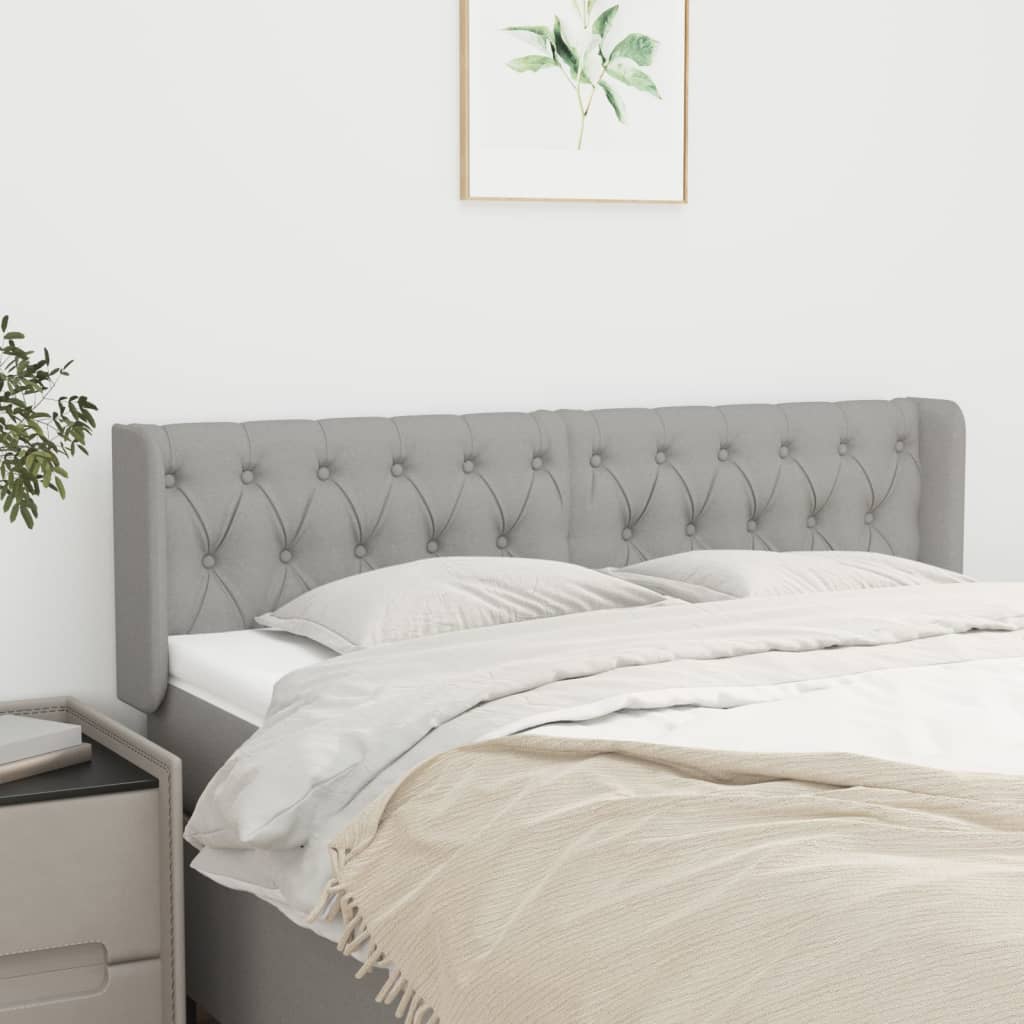 vidaXL Tăblie de pat cu aripioare gri deschis 163x16x78/88 cm textil vidaXL Tăblie de pat cu aripioare gri deschis 163x16x78/88 cm textil