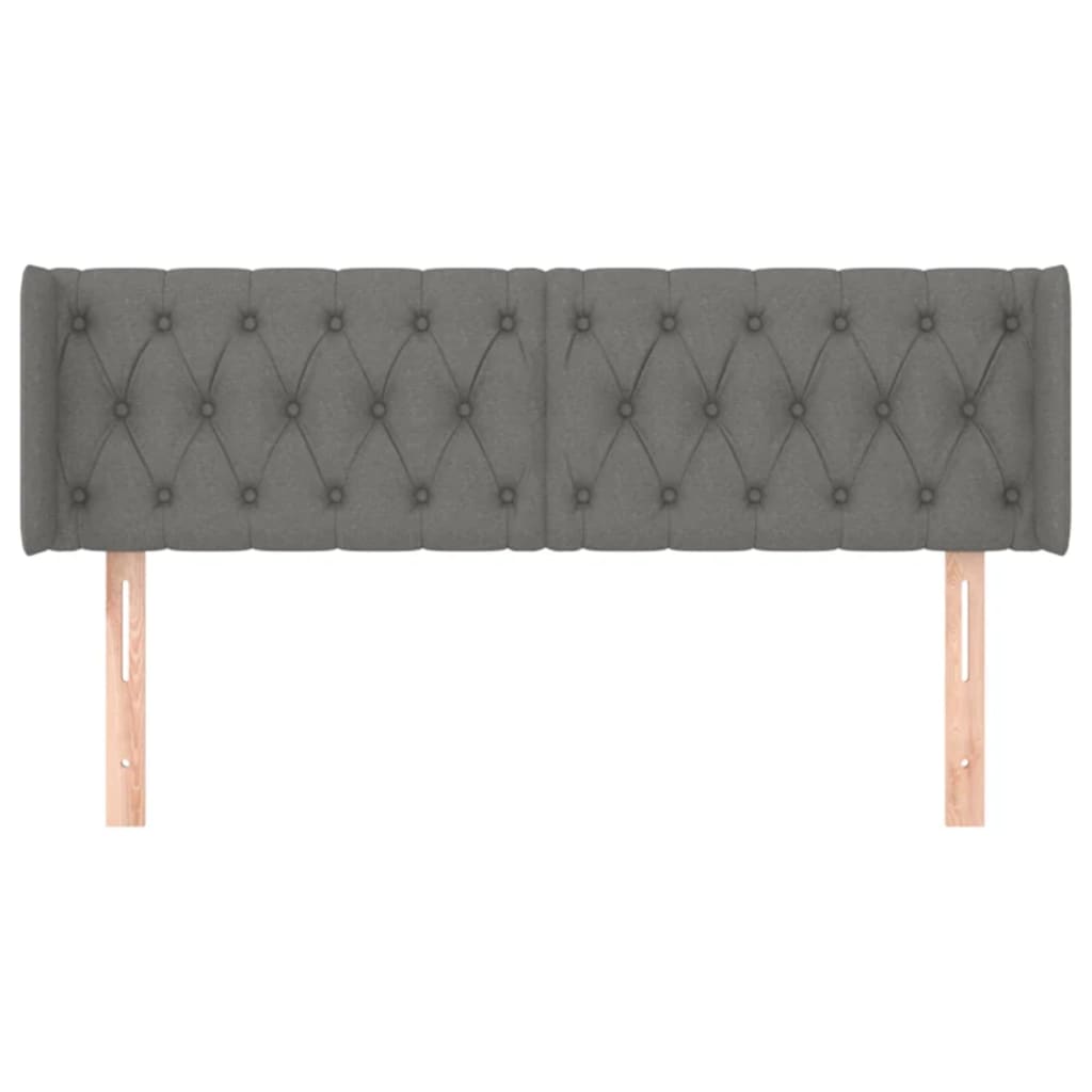 vidaXL Tăblie de pat cu aripioare gri închis 163x16x78/88 cm textil vidaXL Tăblie de pat cu aripioare gri închis 163x16x78/88 cm textil