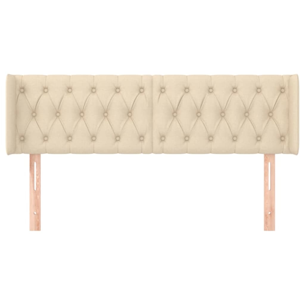 vidaXL Tăblie de pat cu aripioare crem 163x16x78/88 cm textil vidaXL Tăblie de pat cu aripioare crem 163x16x78/88 cm textil