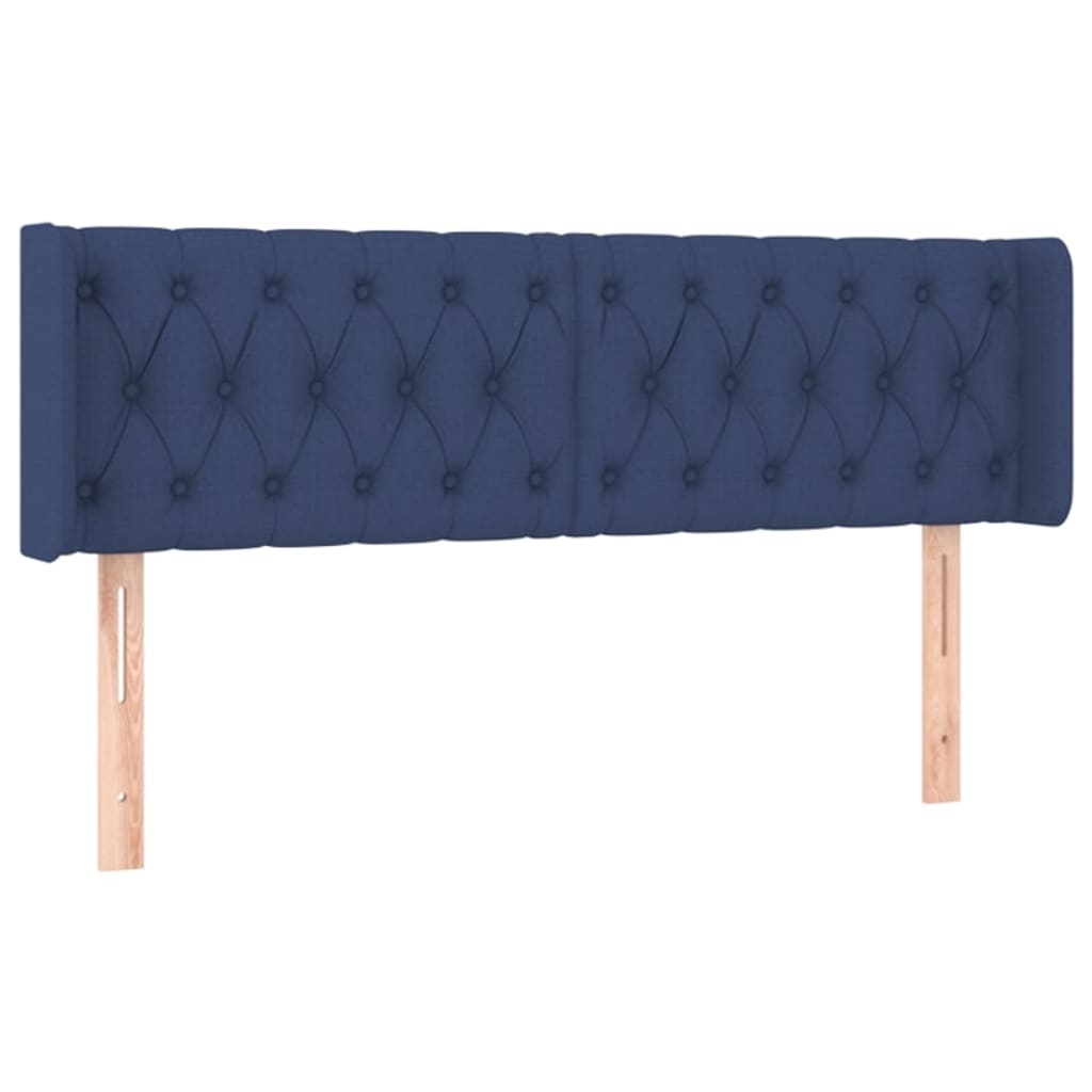vidaXL Tăblie de pat cu aripioare albastru 163x16x78/88 cm textil vidaXL Tăblie de pat cu aripioare albastru 163x16x78/88 cm textil