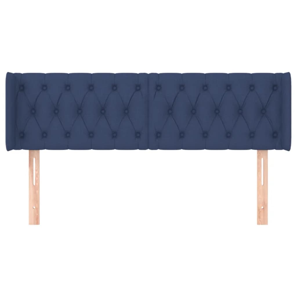 vidaXL Tăblie de pat cu aripioare albastru 163x16x78/88 cm textil vidaXL Tăblie de pat cu aripioare albastru 163x16x78/88 cm textil