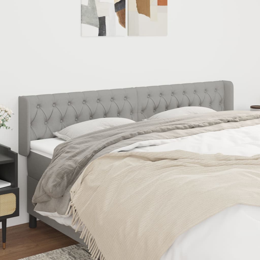 vidaXL Tăblie de pat cu aripioare gri deschis 183x16x78/88 cm textil vidaXL Tăblie de pat cu aripioare gri deschis 183x16x78/88 cm textil