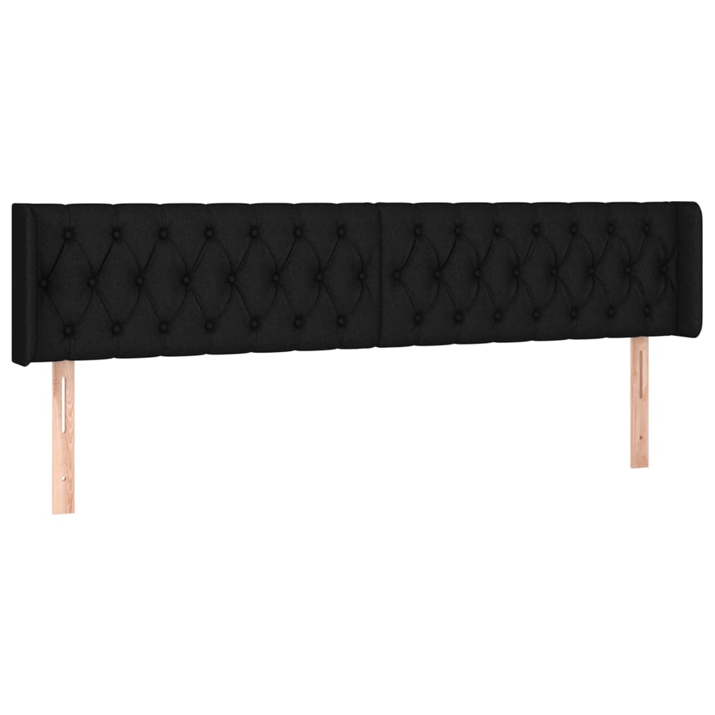 vidaXL Tăblie de pat cu aripioare negru 203x16x78/88 cm textil