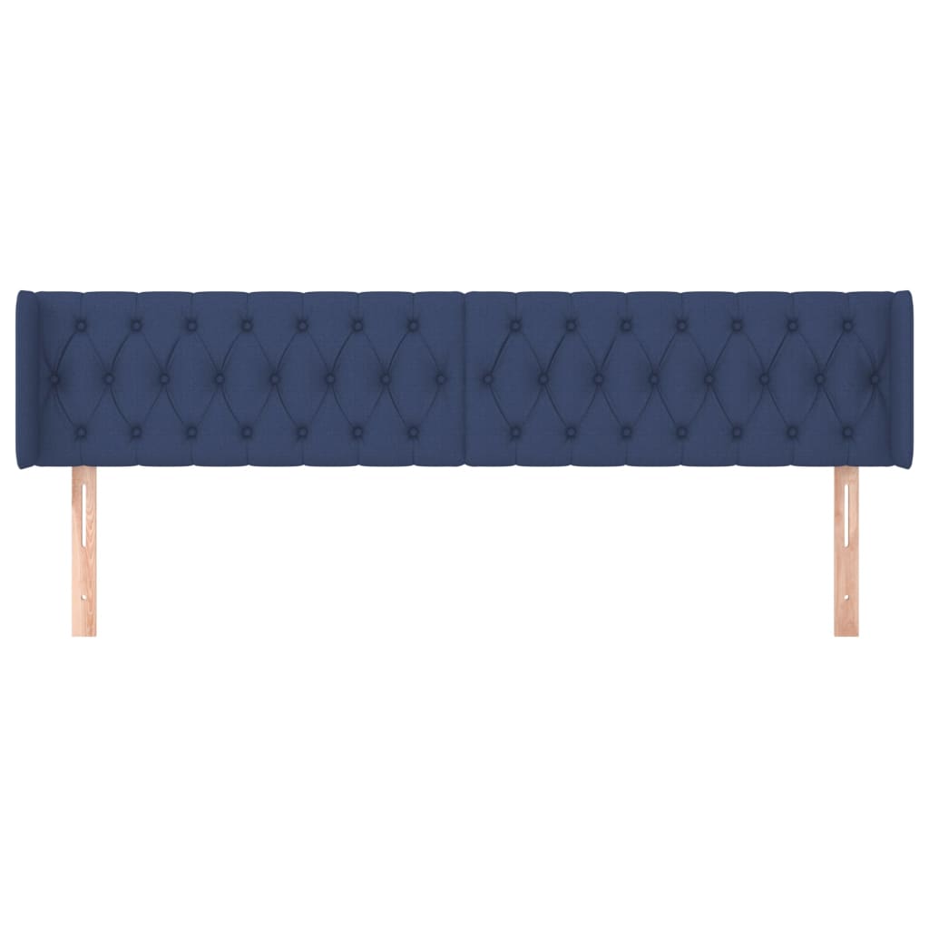 vidaXL Tăblie de pat cu aripioare, albastru, 203x16x78/88 cm textil vidaXL Tăblie de pat cu aripioare, albastru, 203x16x78/88 cm textil