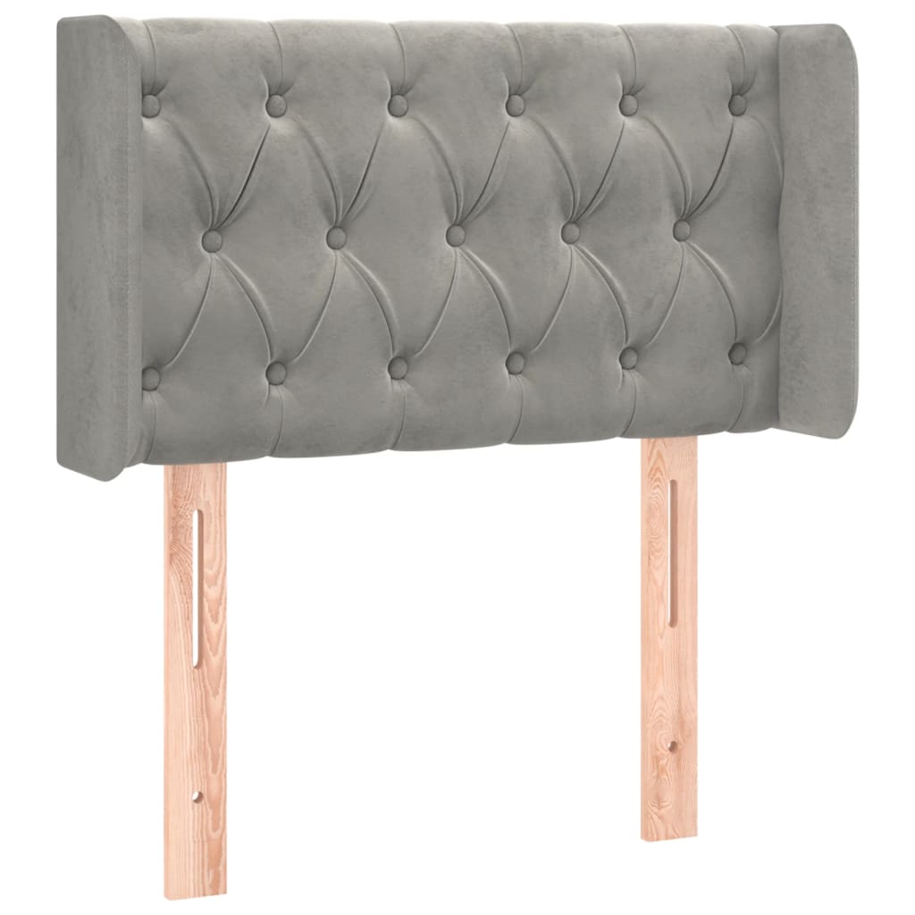vidaXL Tăblie de pat cu aripioare gri deschis 83x16x78/88 cm catifea