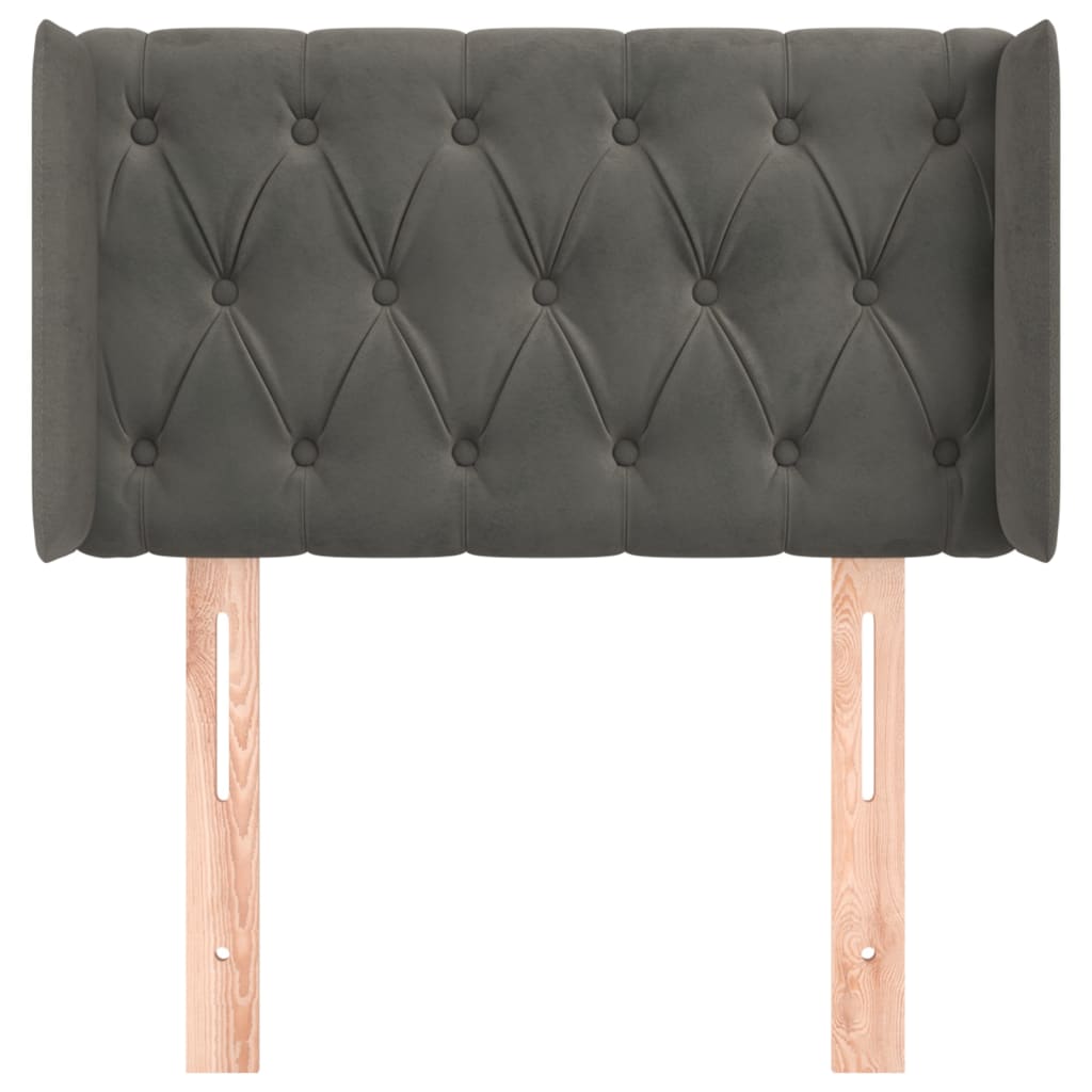 vidaXL Tăblie de pat cu aripioare gri închis 83x16x78/88 cm catifea