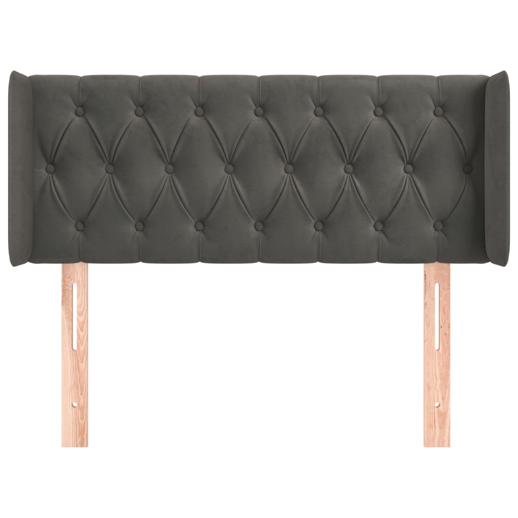 vidaXL Tăblie de pat cu aripioare gri închis 93x16x78/88 cm catifea