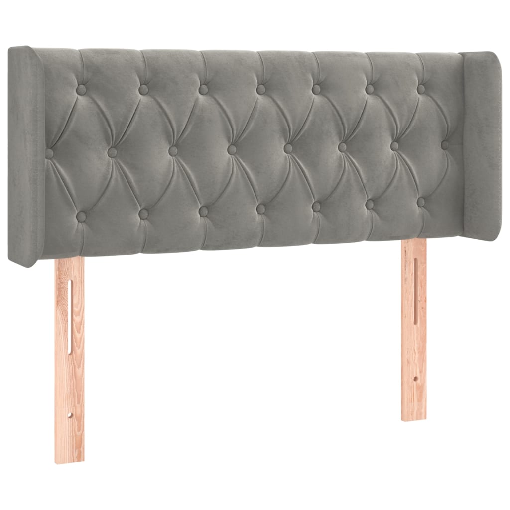 vidaXL Tăblie de pat cu aripioare gri deschis 103x16x78/88 cm catifea