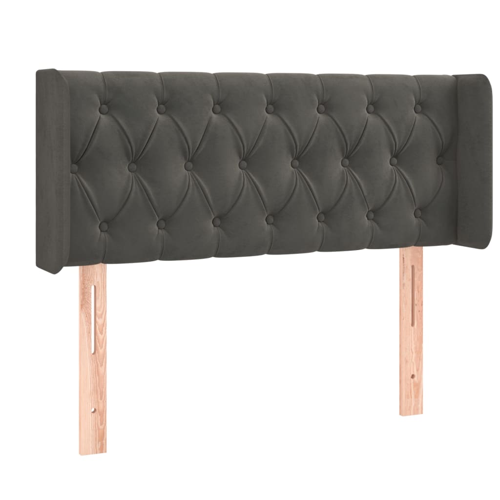 vidaXL Tăblie de pat cu aripioare gri închis 103x16x78/88 cm catifea