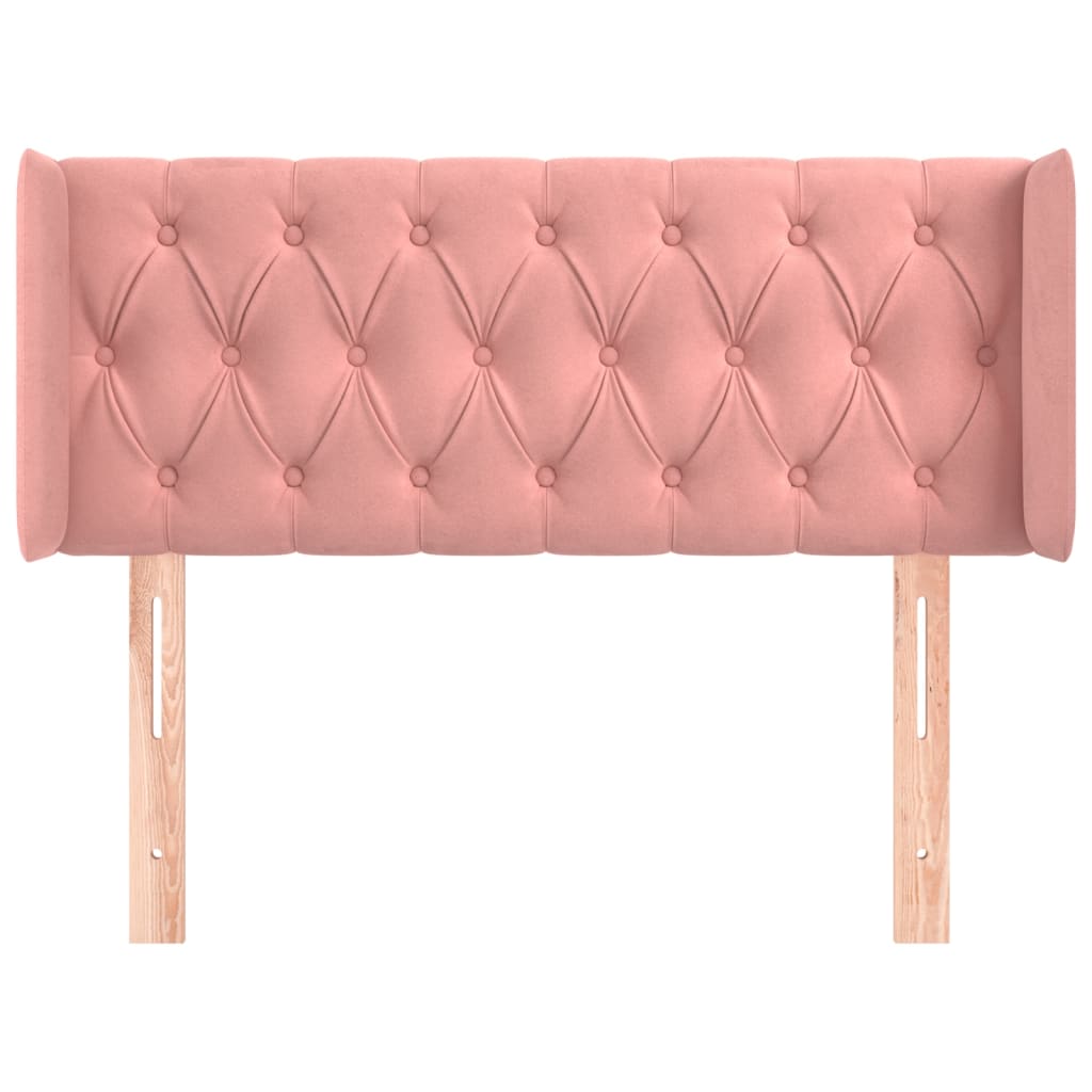 vidaXL Tăblie de pat cu aripioare roz 103x16x78/88 cm catifea