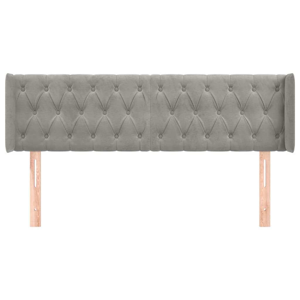 vidaXL Tăblie de pat cu aripioare gri deschis 147x16x78/88 cm catifea vidaXL Tăblie de pat cu aripioare gri deschis 147x16x78/88 cm catifea