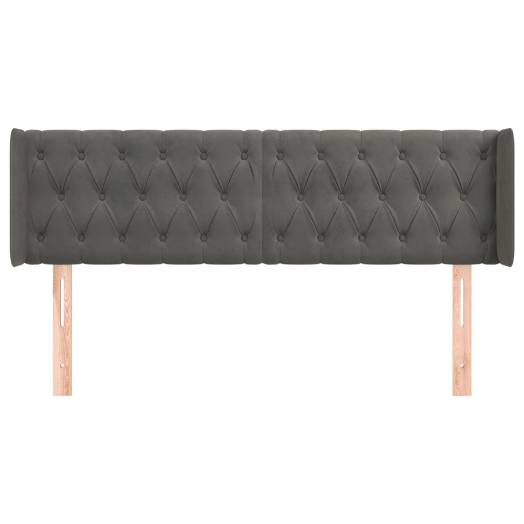 vidaXL Tăblie de pat cu aripioare gri închis 147x16x78/88 cm catifea
