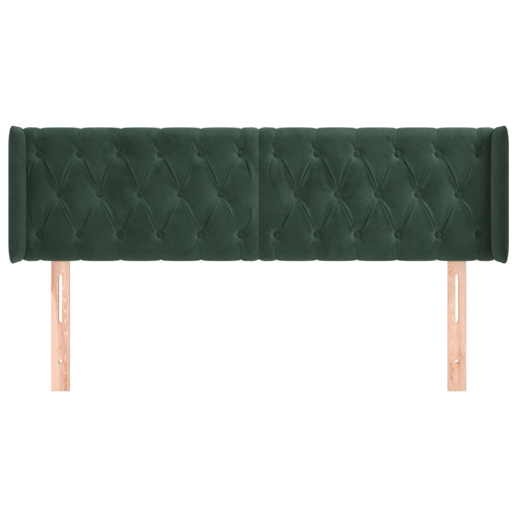 vidaXL Tăblie de pat cu aripioare verde închis 147x16x78/88 cm catifea
