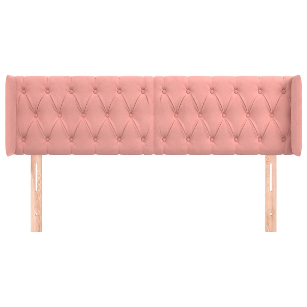 vidaXL Tăblie de pat cu aripioare roz 147x16x78/88 cm catifea
