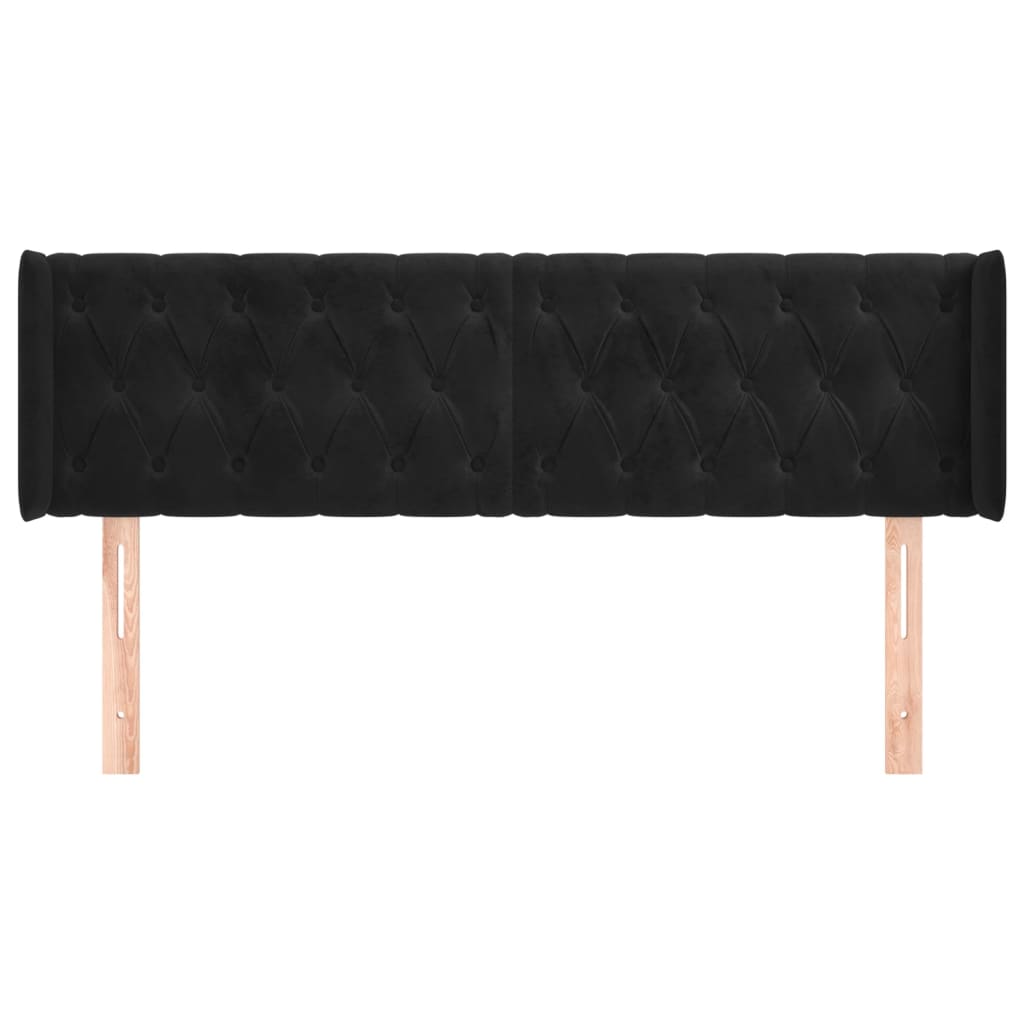 vidaXL Tăblie de pat cu aripioare negru 163x16x78/88 cm catifea