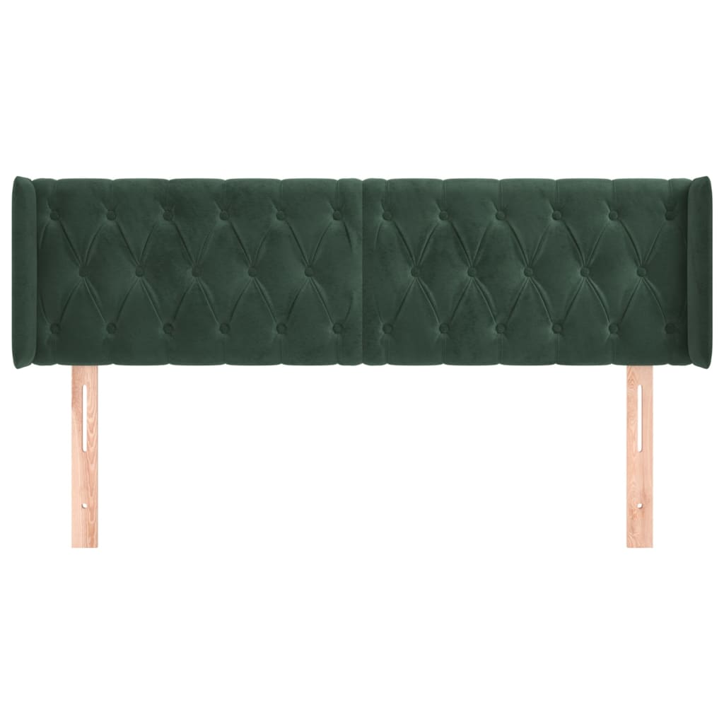 vidaXL Tăblie de pat cu aripioare verde închis 163x16x78/88 cm catifea vidaXL Tăblie de pat cu aripioare verde închis 163x16x78/88 cm catifea