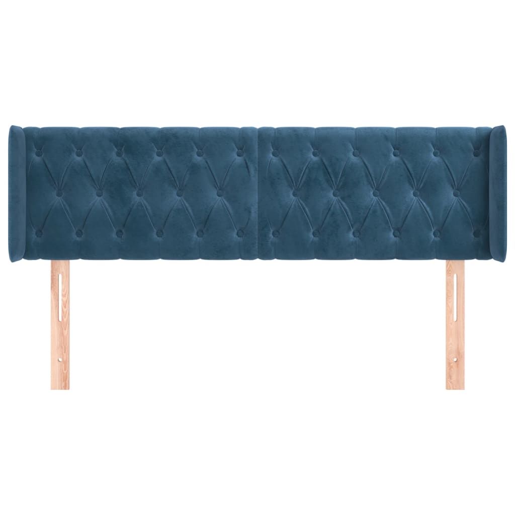 vidaXL Tăblie pat cu aripioare albastru închis 163x16x78/88 cm catifea