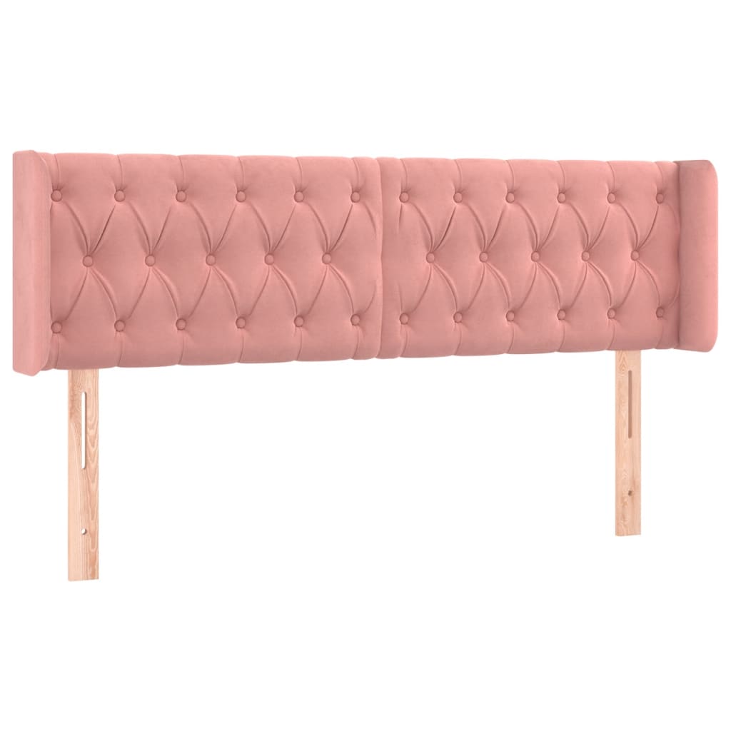 vidaXL Tăblie de pat cu aripioare roz 163x16x78/88 cm catifea