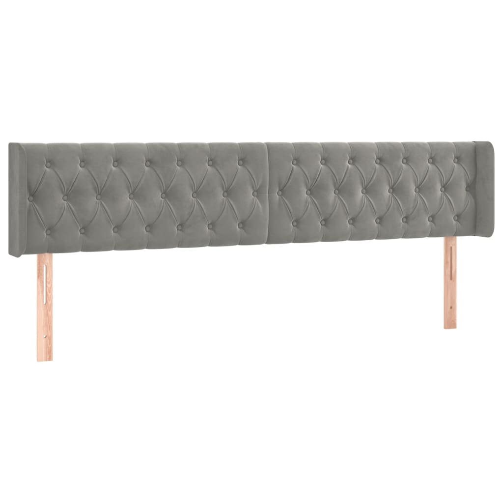 vidaXL Tăblie de pat cu aripioare gri deschis 183x16x78/88 cm catifea