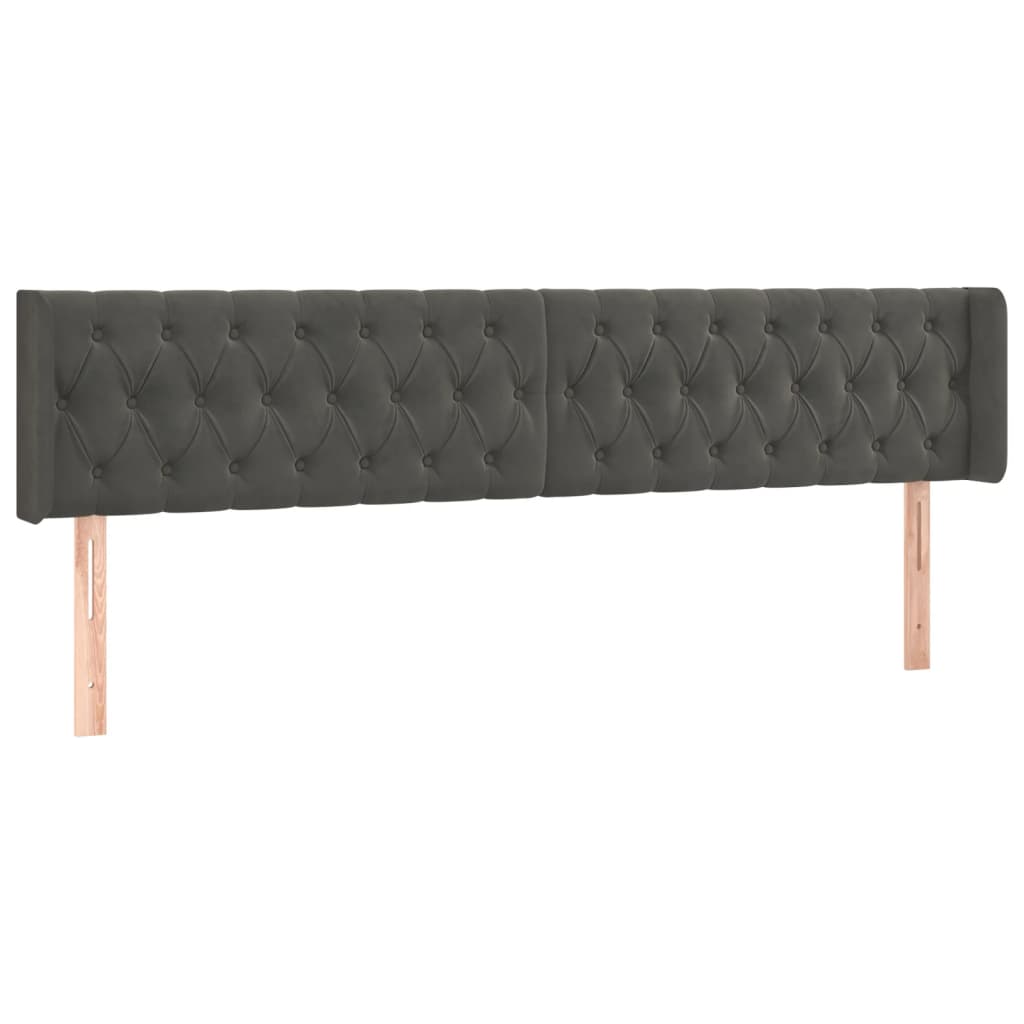 vidaXL Tăblie de pat cu aripioare gri închis 183x16x78/88 cm catifea vidaXL Tăblie de pat cu aripioare gri închis 183x16x78/88 cm catifea