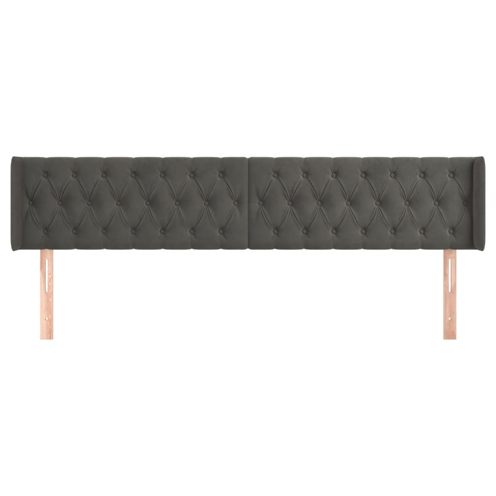 vidaXL Tăblie de pat cu aripioare gri închis 183x16x78/88 cm catifea vidaXL Tăblie de pat cu aripioare gri închis 183x16x78/88 cm catifea